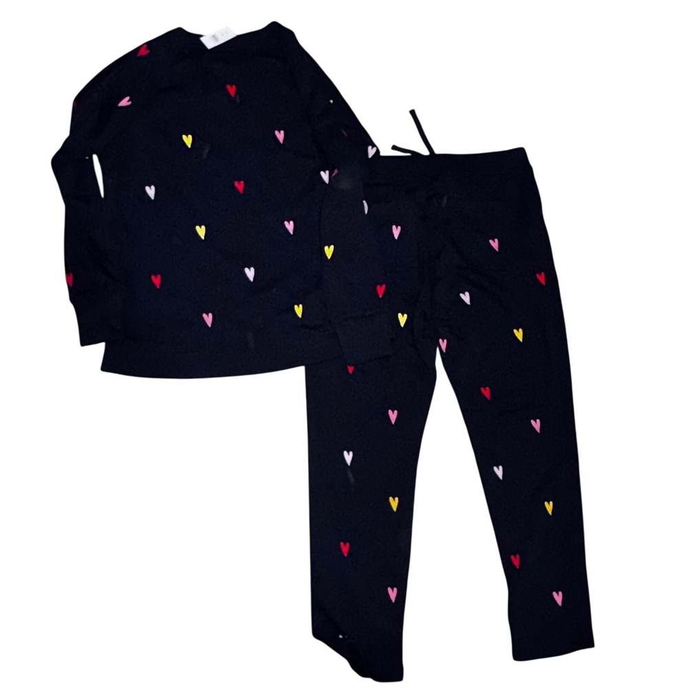 Lou & Grey Sweatshirt Jogger Set Women Small Navy Heart NWT Signaturesoft Plush